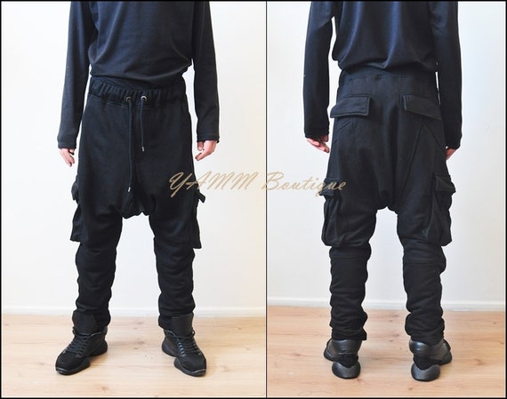 Pantalones de Carga Jogger Hombres Hombres Black Harem Pantalones