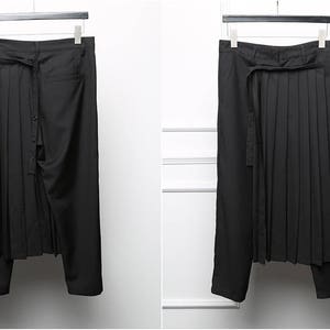 Detachable Wrap Skirt Men's Original  Skirt Layer Suit Pants / Pleated Skirt Pants / Sarrouel Ninja  wide leg sports Casual