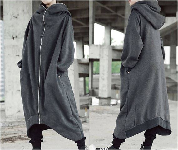 Womens Casual Long Sleeve Letter Embroidery Zipper Hooded Coat