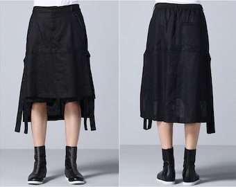 New Original Elastic Waist Black Unisex Skirt pant / Short Pants / Casual Summer Wear Webbing Harem