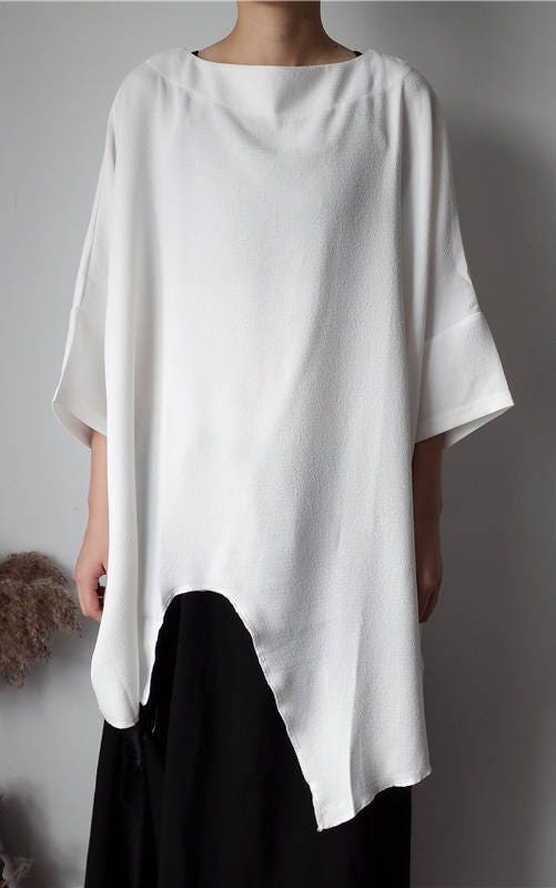 Loose Fit Cape-style Overlong Blouse Shirt Asymmetrical - Etsy