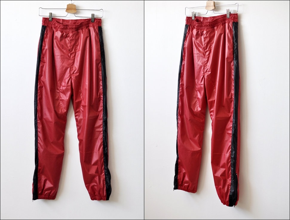 Men's Red Black Nylon Contrast Side Stripe Jogger - Etsy