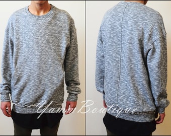 GYM PULLOVER HOODIE / Oversized Men's 80's Raw Edges Sweater Crew Neck  Sweatshirt