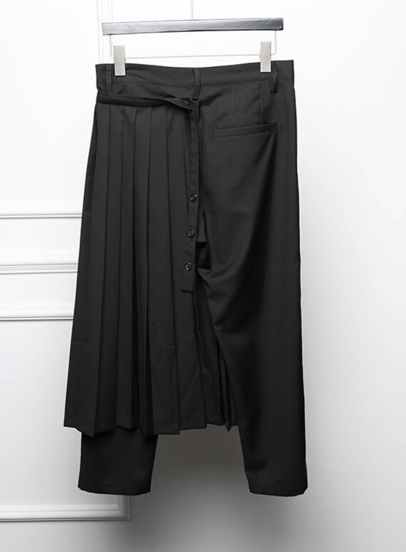 Detachable Wrap Skirt Men's British Skirt Layer Suit Pants