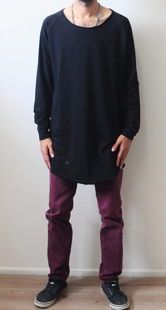 Mens Cotton Wide Neck Raw Edges 