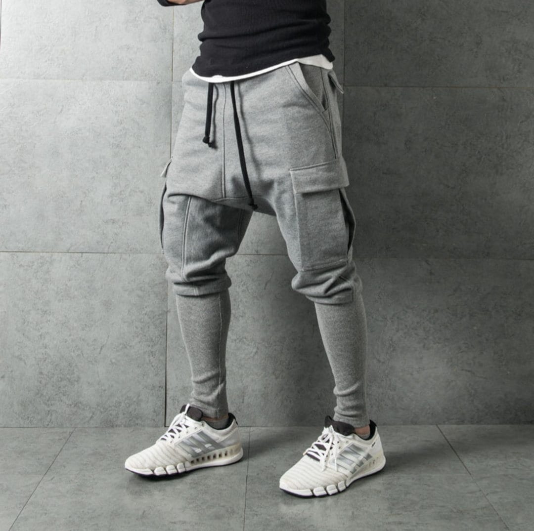 Men's Low Drop Crotch Harem Pocket Relaxed Sweatpants /slim-fit Zip ...