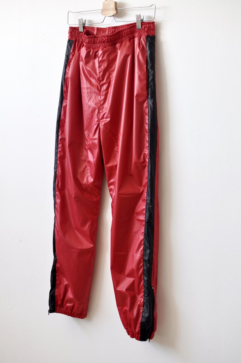 Men's Red Black Nylon Contrast Side Stripe Jogger | Etsy