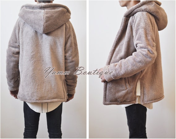 oversized sherpa jacket with hood
