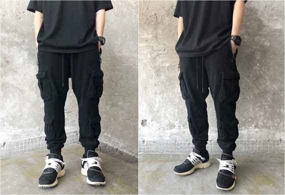 New Black Men's Military Cargo Pants Loose Fit Biker 3 - Etsy