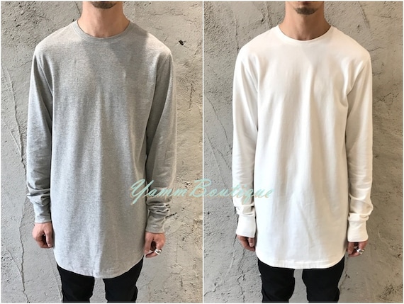 Mens Longline Extended Loose Tshirt / Essentials Long Sleeve
