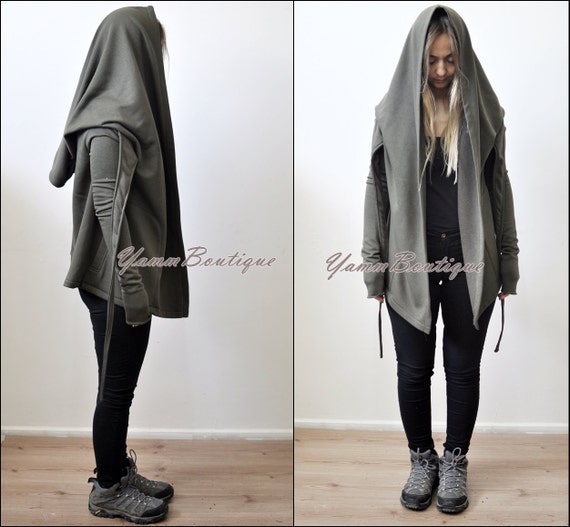 Asymmetric Big Hooded Tie Women Dark Sweatshirt Shawl Hoodie / | Etsy