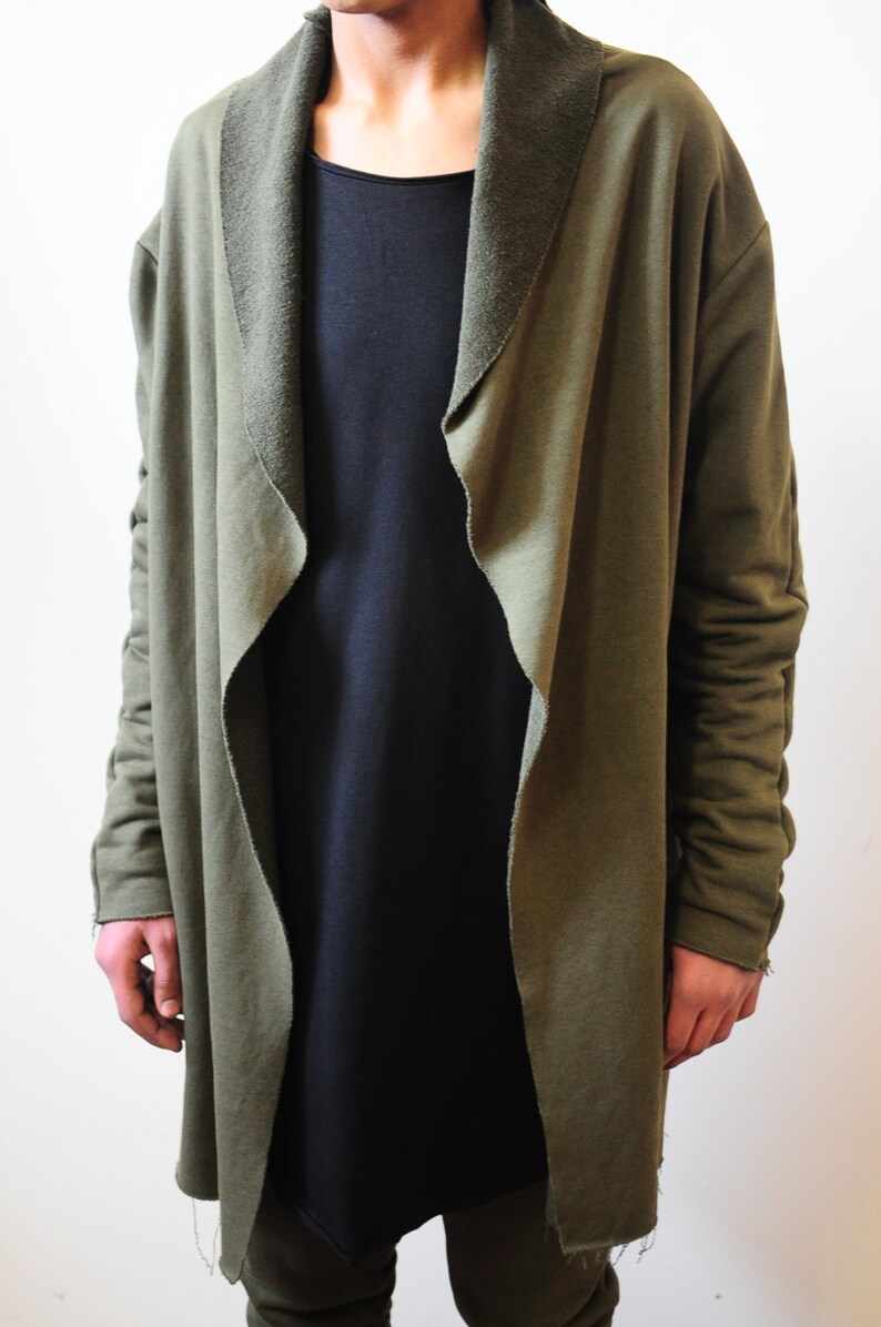 Oversized Men's Black Long Essentials Sweater Cardigan Etsy