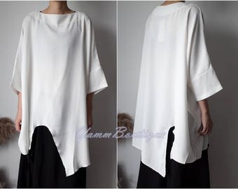 Loose Fit Cape-Style Overlong Blouse Shirt Asymmetrical pleated Skirt Cotton Mix Polyester Shirt Dress Tunic Kaftan Kuwait
