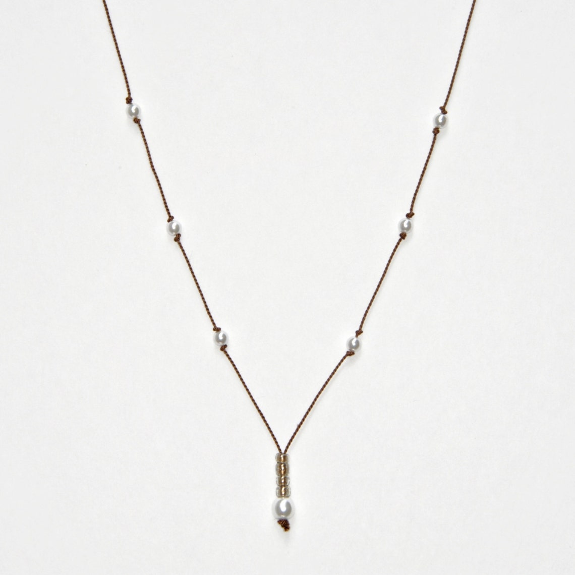 Silk Cord Minimalist Necklaces Hand Knotted Pearl Necklace Etsy