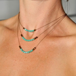 Silk Cord Minimalist Necklace String Necklace Turquoise Minimalist Choker Turquoise Choker