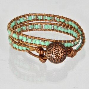 Copper Leather Bracelet Chan Luu Wrap Bracelet Turquoise Bracelet Copper Leather Bead Bracelet Turquoise Leather Wrap