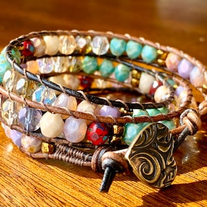 Beaded Bracelets for Women Boho Chic Jewelry Chan Luu Wrap Bracelet Triple Wrap Bracelet Boho Leather Wrap