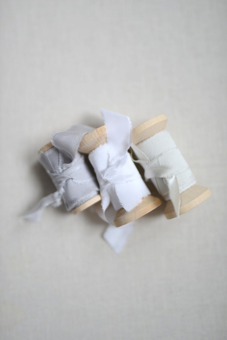 silk ribbons grey and white for the bridal bouquet Silk ribbons in champagne wedding white wedding decorations bouquet bridal bouquet ribbons