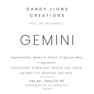 Gemini Roll On Fragrance | Gift for Her | Zodiac | Witch | Gemini Gift | Astrology | Air Sign | Gift for Him | Cologne  Horoscope Ritual Oil