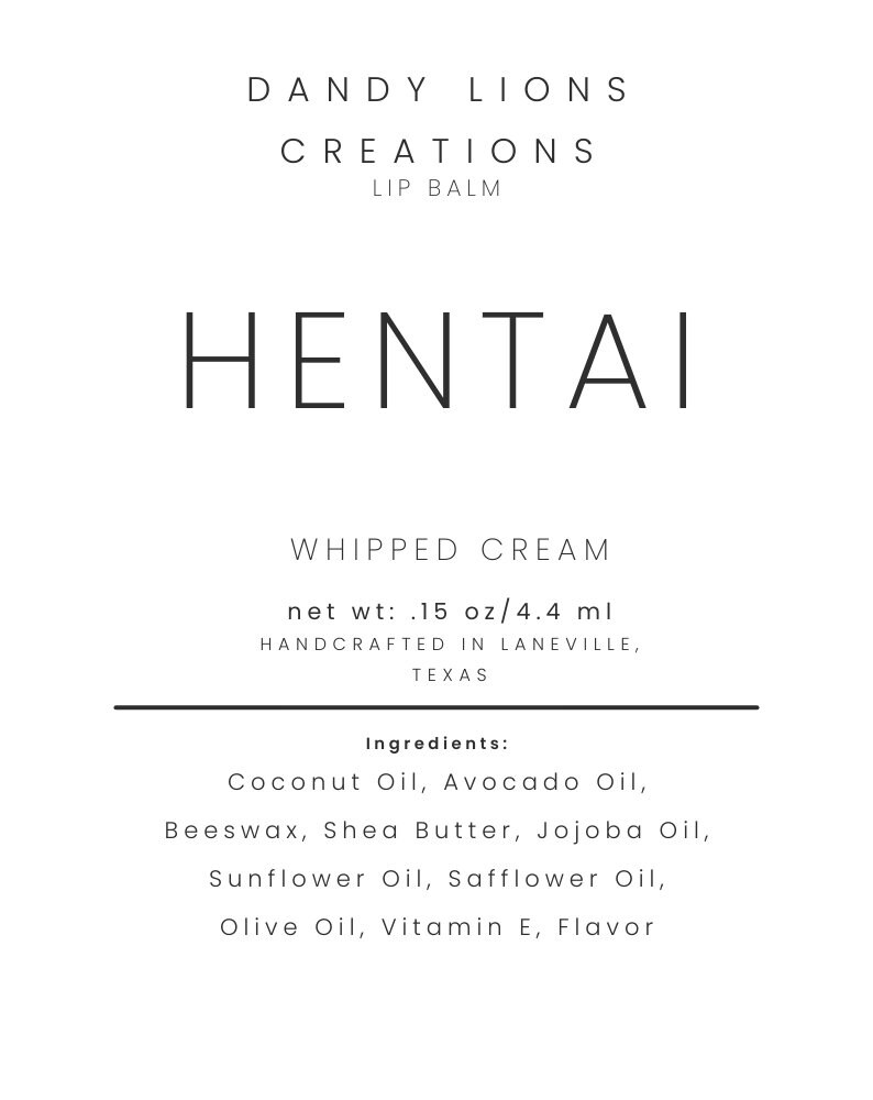 Hentai Lip Balm | Dandy Lions Creations | Lip Butter | Fandom | Anime | Whipped Cream | Fandom | Gag Gift | Lip Butter | Anime | Adult Anime