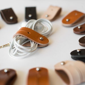 Leather Cable Organizer, Cord organizer, Wire Holder, Cord holder, headphones holder