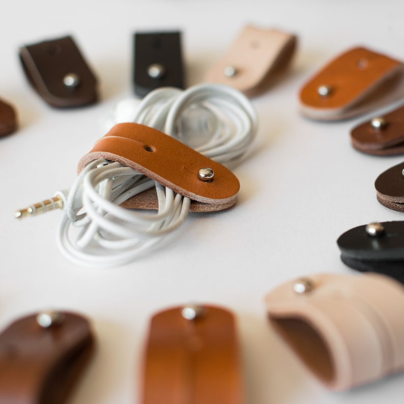 Leather Cable Organizer, Cord organizer, Wire Holder, Cord holder, headphones holder 