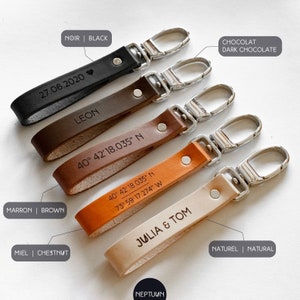 Personalized Leather Keychain, Personalized gift, Leather Keyholder, personalized keychain for men, personalized keychain for women image 2