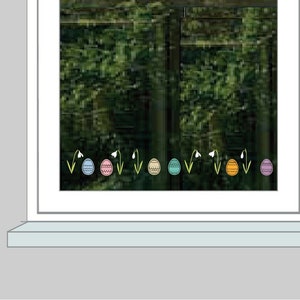 Wall sticker window tattoos - colorful Easter eggs snowdrops