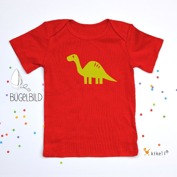 Dino Brachiosaurus Bügelbild kikeli - zum Aufbügeln auf T-Shirts Stoffapplikation Textilaufkleber Flockfolie individuelles DIY T-Shirt