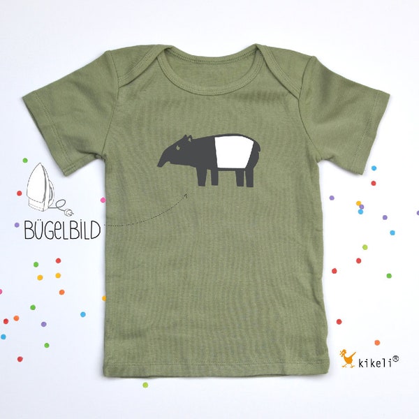 Tapir Bügelbild Aufbügler Applikation Sticker Textilaufkleber Tiermotiv Flockfolie DIY Kinder T-Shirt