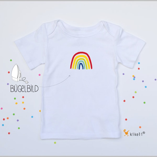 Bügelbild Regenbogen kikeli - zum Aufbügeln auf T-Shirts Stoffapplikation Textilaufkleber Flockfolie individuelles DIY T-Shirt