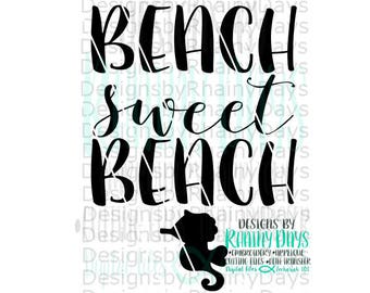 Buy 3 get 1 free! Beach sweet beach cutting file, beach SVG, DXG, png, seahorse, beach babe, beach home, beach house design