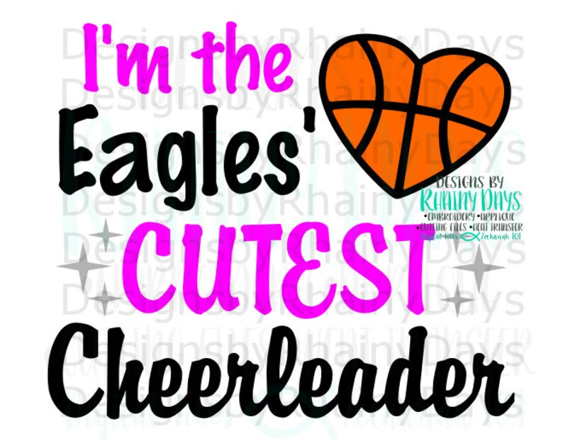 Buy 3 get 1 free I'm the Eagles' cutest cheerleader SVG, PNG, cutting file, Eagles basketball design image 1