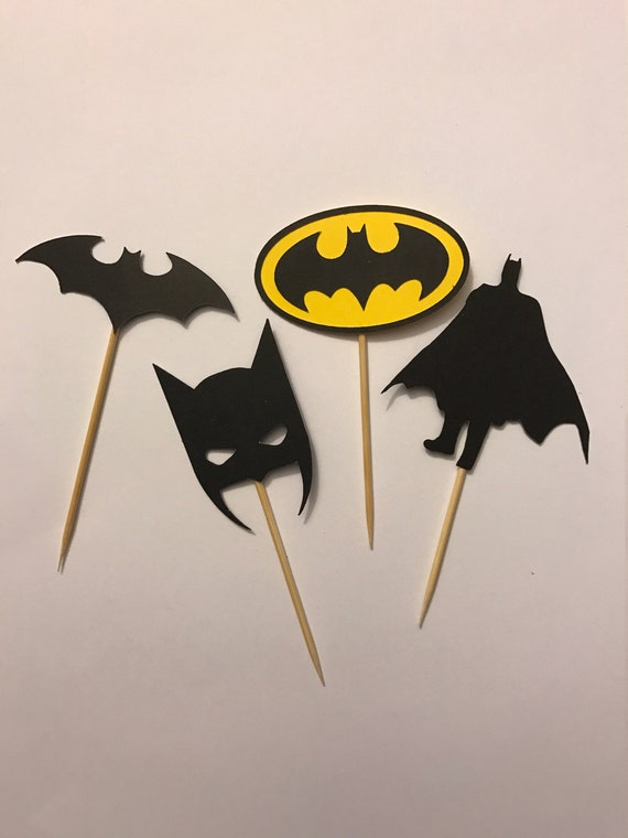 Batman Cupcake Toppers Superhero Birthday Party Batman Logo Etsy