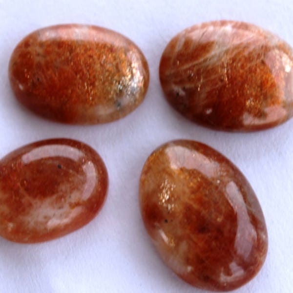 04 Pcs Wholesale Lot Sunstone Cabochon,Oval Shaped Sunstone Cabochon,Star Sunstone,Oregon Sunstone,Cabochon Gemstones 21x15x5 mm