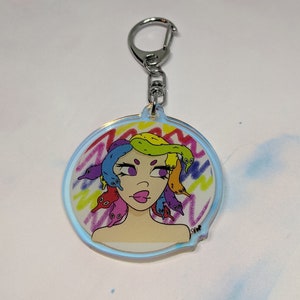 Medusa Worm on a String Iridescent Keychain