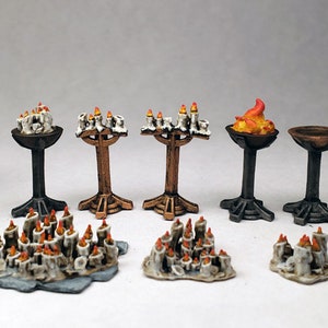 Candelabra, brazier, candles on brass stand / Painted Reaper miniatures / DnD Pathfinder Frostgrave Dungeons and Dragons D&D / Feypainting
