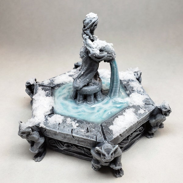 CUSTOM Painted village fountain city terrain / 3d printed miniature D&D DnD Pathfinder Frostgrave Dungeons and Dragons WFB RPG / Feypainting