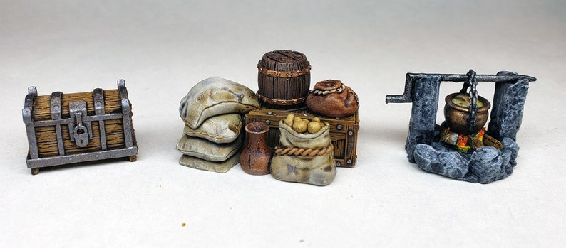 Assorted Painted Dungeon Furniture Chests Crates Racks Torch / Tiny ...