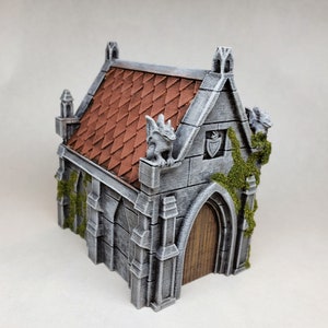 Painted mausoleum or small temple for graveyard / Terrain miniatures skull statue tomb Reaper D&D DnD wargaming Pathfinder Frostgrave witch