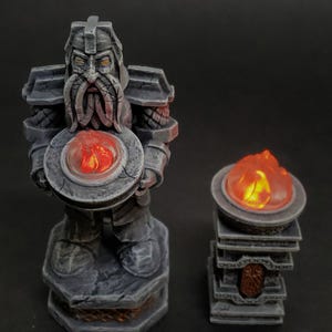LED-dvärgstaty och pelare, målad fängelsehåla, bordsterräng, DnD-terräng, Gloomhaven, D&D, WFB, RPG, bordsspel, Frosthaven, Feypainting