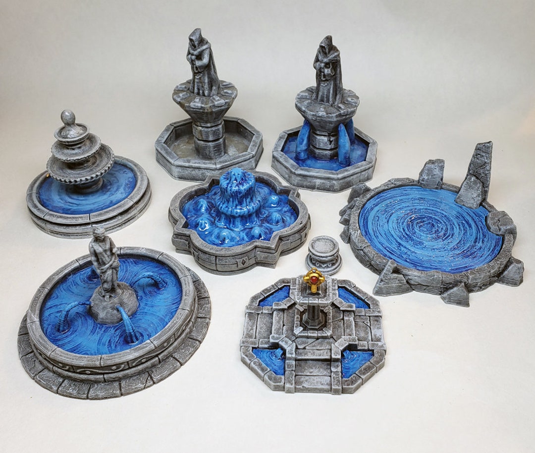 Painted City Water Fountains Magic / Resin Printed Terrain Miniature D