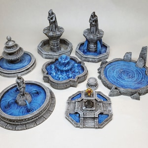 Painted city water fountains magic / resin printed terrain miniature D&D DnD Pathfinder Frostgrave Dungeons and Dragons WFB RPG Feypainting