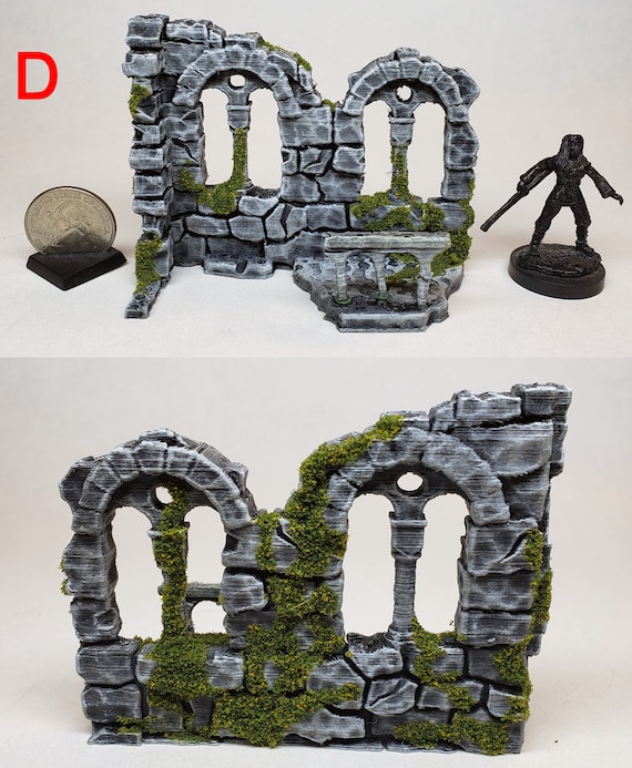 QP3D - Battle Ruined Building Wall, Terreinlandschap voor tafelblad