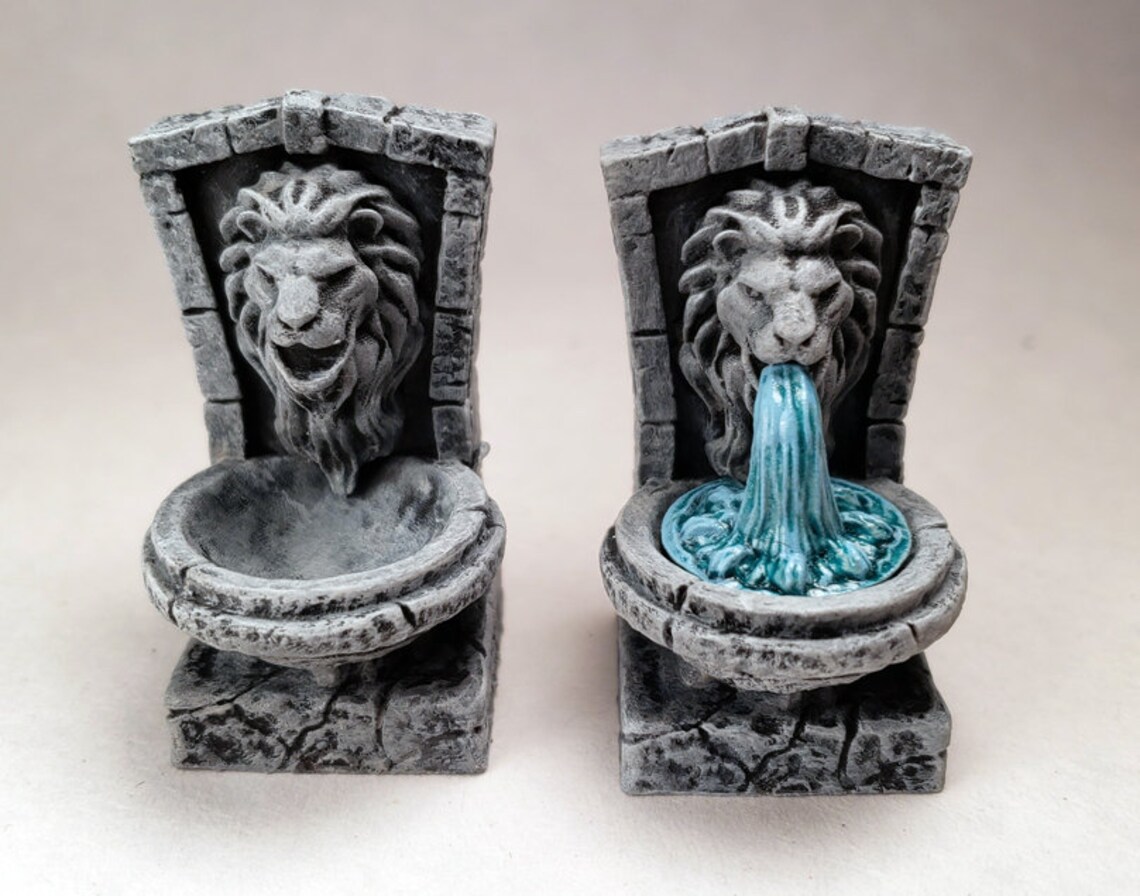 Painted tabletop fountain for dungeon or village terrain / Etsy
