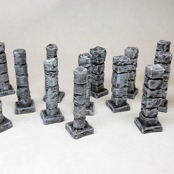 Painted dungeon support pillars or columns, square and round / DnD terrain Gloomhaven D&D WFB RPG tabletop wargaming Frosthaven Feypainting