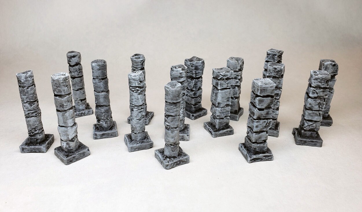 Pilastri o colonne di supporto per dungeon dipinti, quadrati e rotondi / Terreno DnD Gloomhaven D&D WFB RPG gioco da tavolo wargame Frosthaven Feypainting