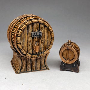 Bemalte Wein, Bier und Whiskyfässer resin Fässchen Kneipenmöbel Dungeons & Dragons Miniaturen Pathfinder Frostgrave Wargaming RPG DnD Trinken