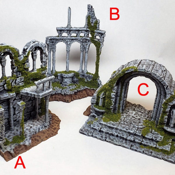 Painted Roman themed ruin scenery / 3d printed D&D terrain buildings miniatures LotR Pathfinder Frostgrave wargaming RPG AOS DnD RPG