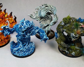 Large Elemental Earth Fire Water Air Painted miniature / DnD Pathfinder Frostgrave D&D Dungeons and Dragons wargaming RPG / Feypainting